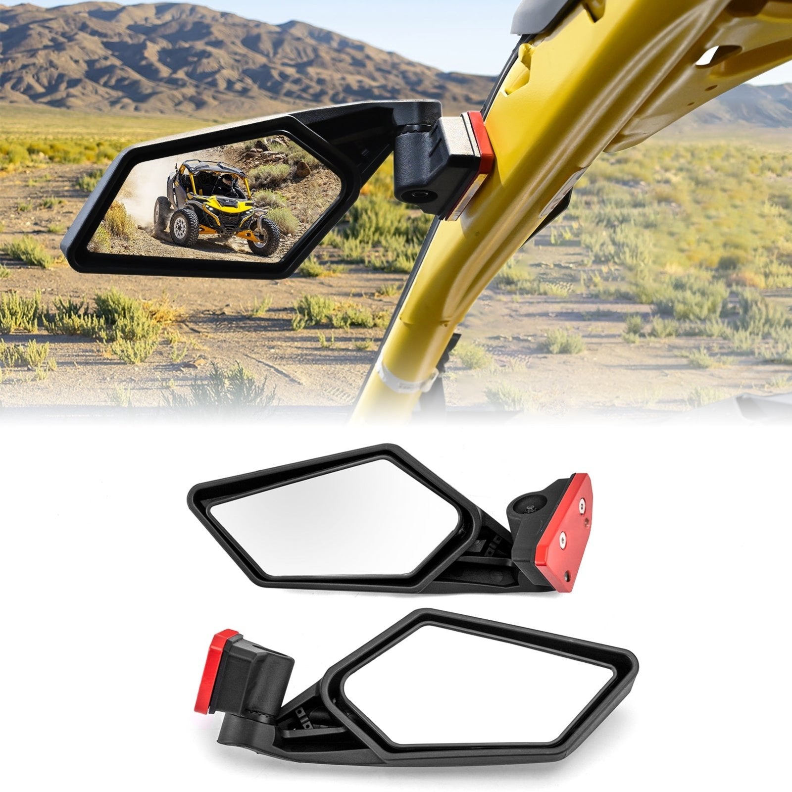 Tempered Glass Racing Side Rear View Mirrors Fit 2024-2026 Can Am Mave ...