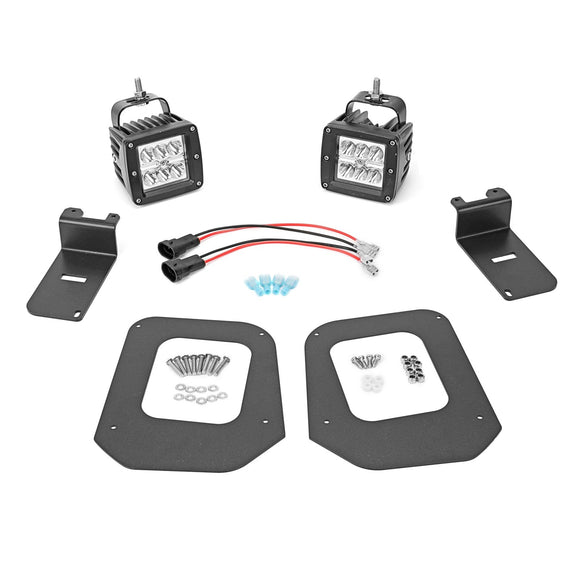 Toyota Tacoma Front Bumper Foglamp Mounting Brackets with 2Pcs 3 Inch 18W LED Fog Lights - WeiSen - ZT052+LED001+WI012