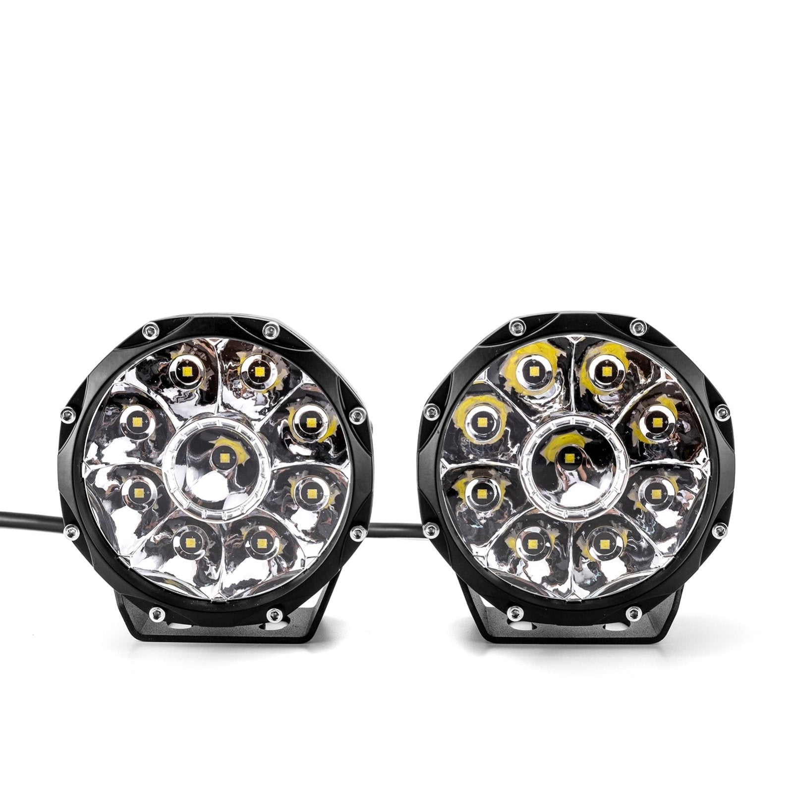 Trucks SUVs Jeeps UTVs Golf Carts Pair Spot Beam 5" Round Offroad LED Light Pods - Weisen