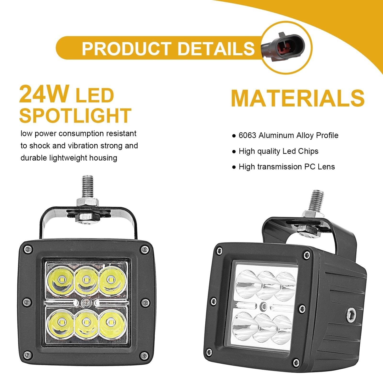 Universal Off-road ATV/UTV/Golf Cart 3" 24W LED Work Light Pods Fog Lights - Weisen