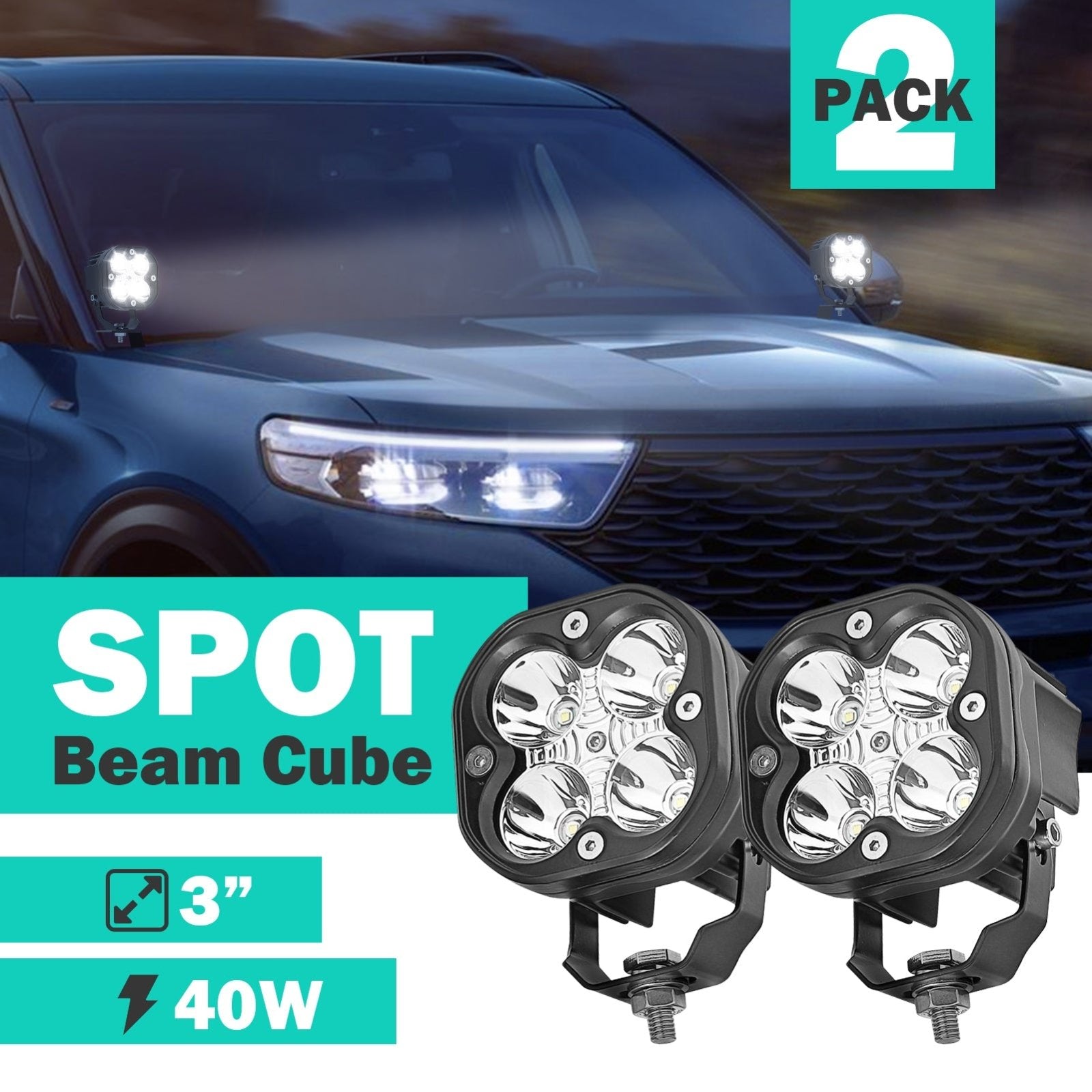 Universal Off - road ATV/UTV/Golf Cart 3" 40W LED Fog Lamp Work Light Pods - WeiSen - 70201006