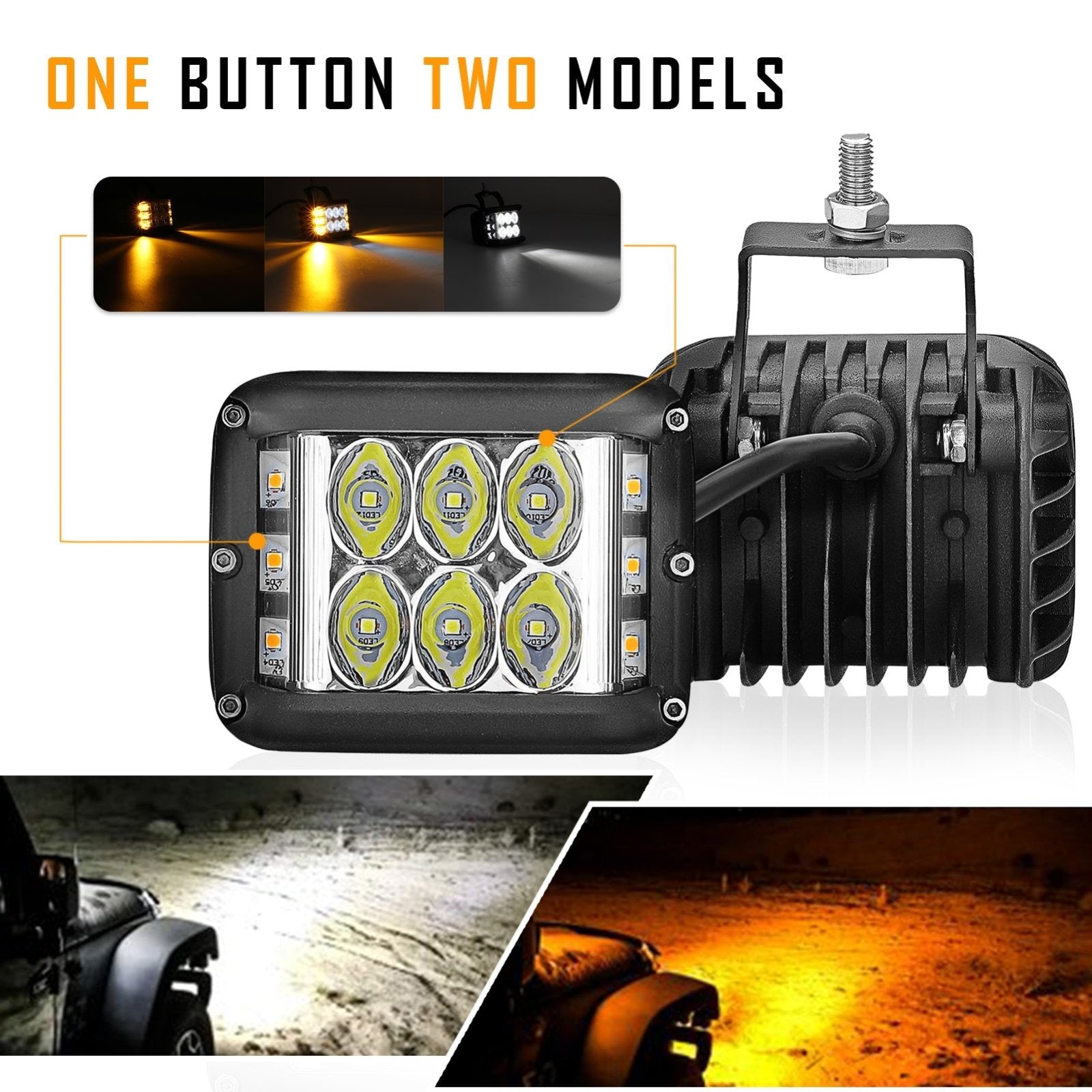 Universal Off-road ATV/UTV/Golf Cart 4" 60W LED Fog Lights Work Light Pods - Weisen