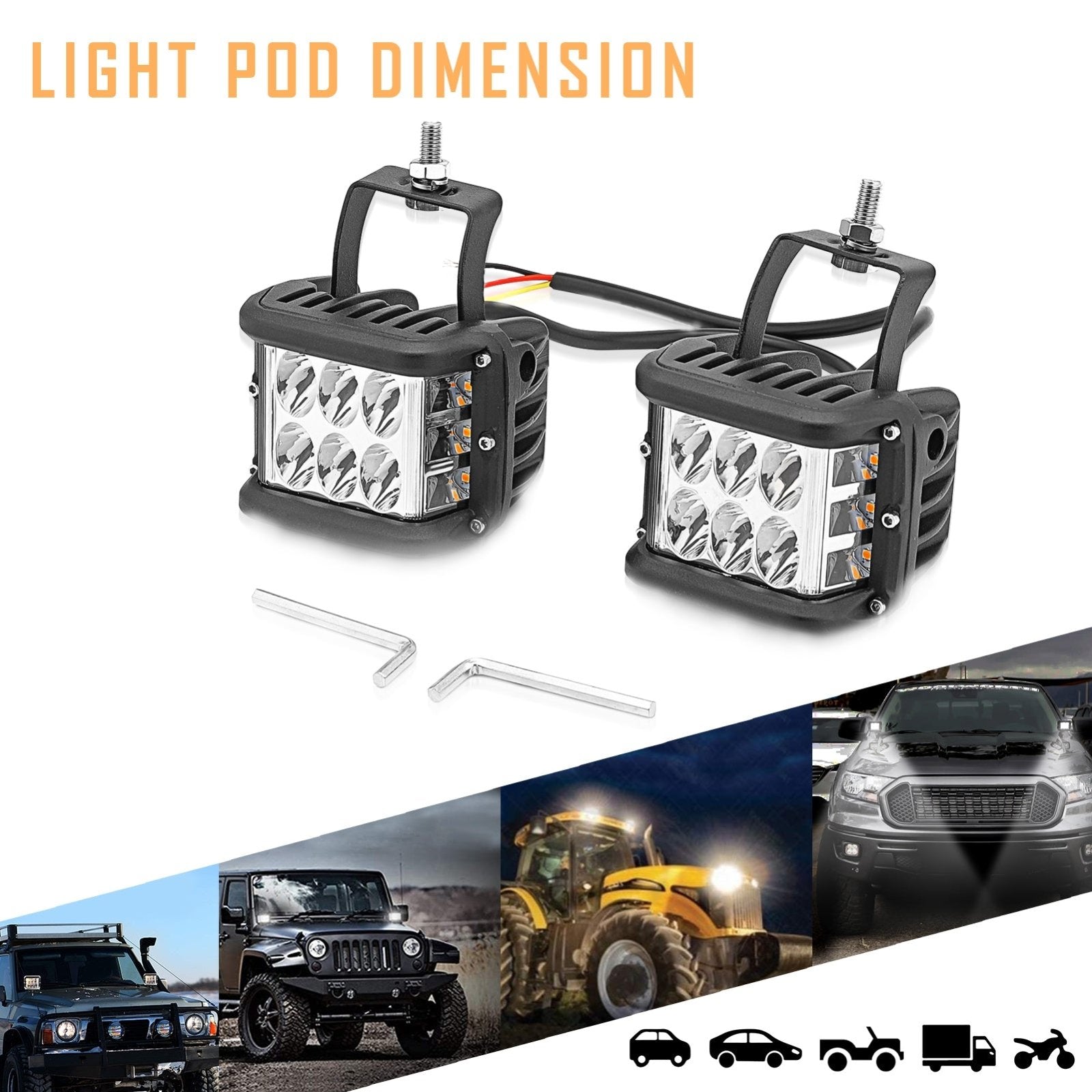 Universal Off-road ATV/UTV/Golf Cart 4" 60W LED Fog Lights Work Light Pods - Weisen