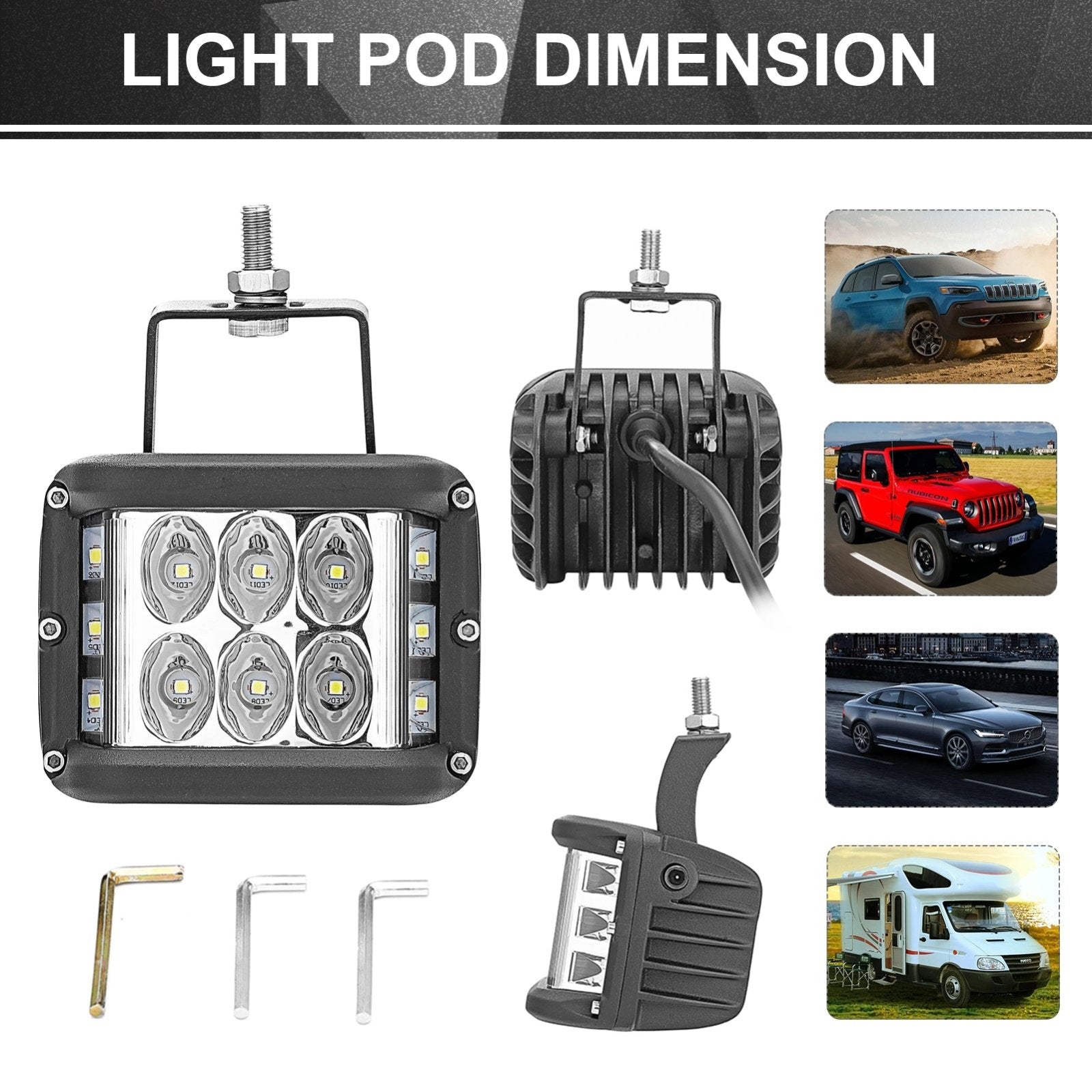 Universal Off-road ATV/UTV/Golf Cart 4" 60W LED Work Light Pods Fog Lights - Weisen