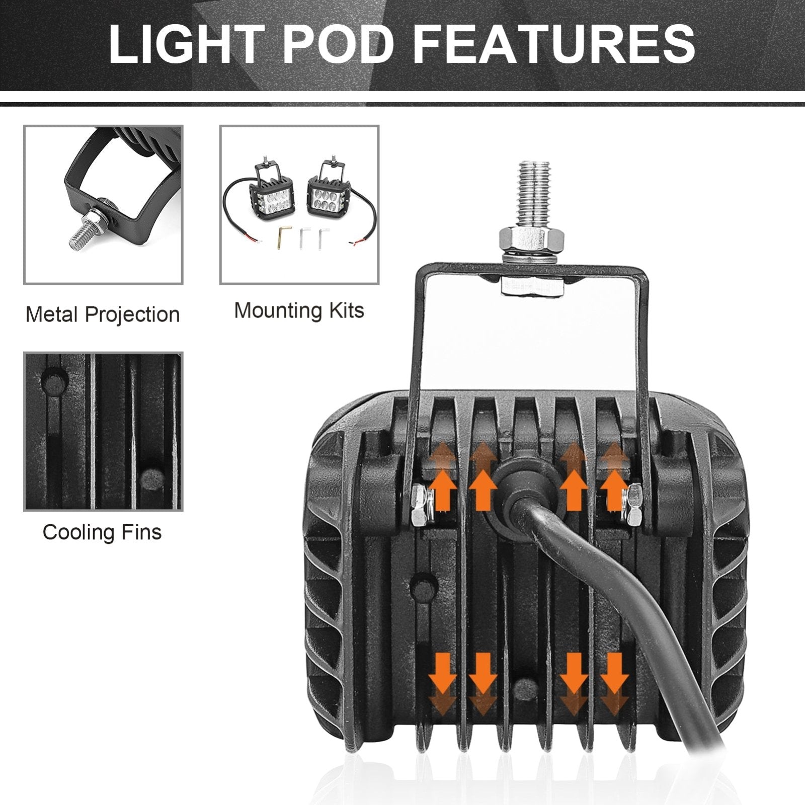 Universal Off-road ATV/UTV/Golf Cart 4" 60W LED Work Light Pods Fog Lights - Weisen