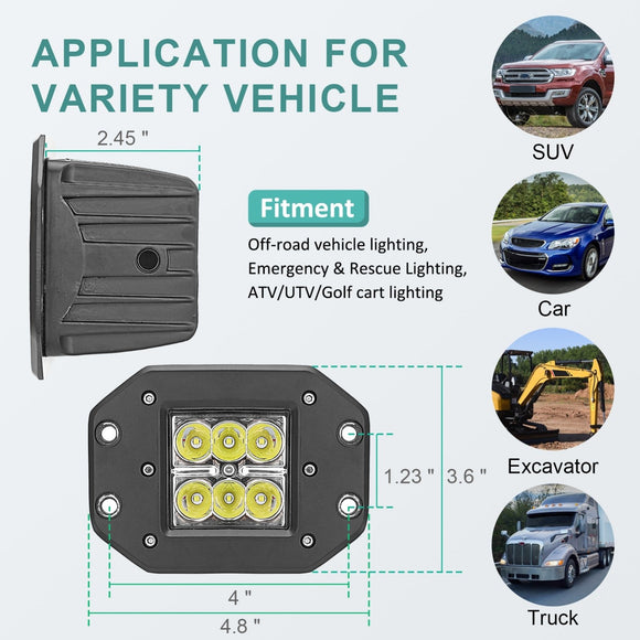 Universal Off - road ATV/UTV/Golf Cart 5" 24W LED Work Light Pods Fog Lights - WeiSen - 70201002