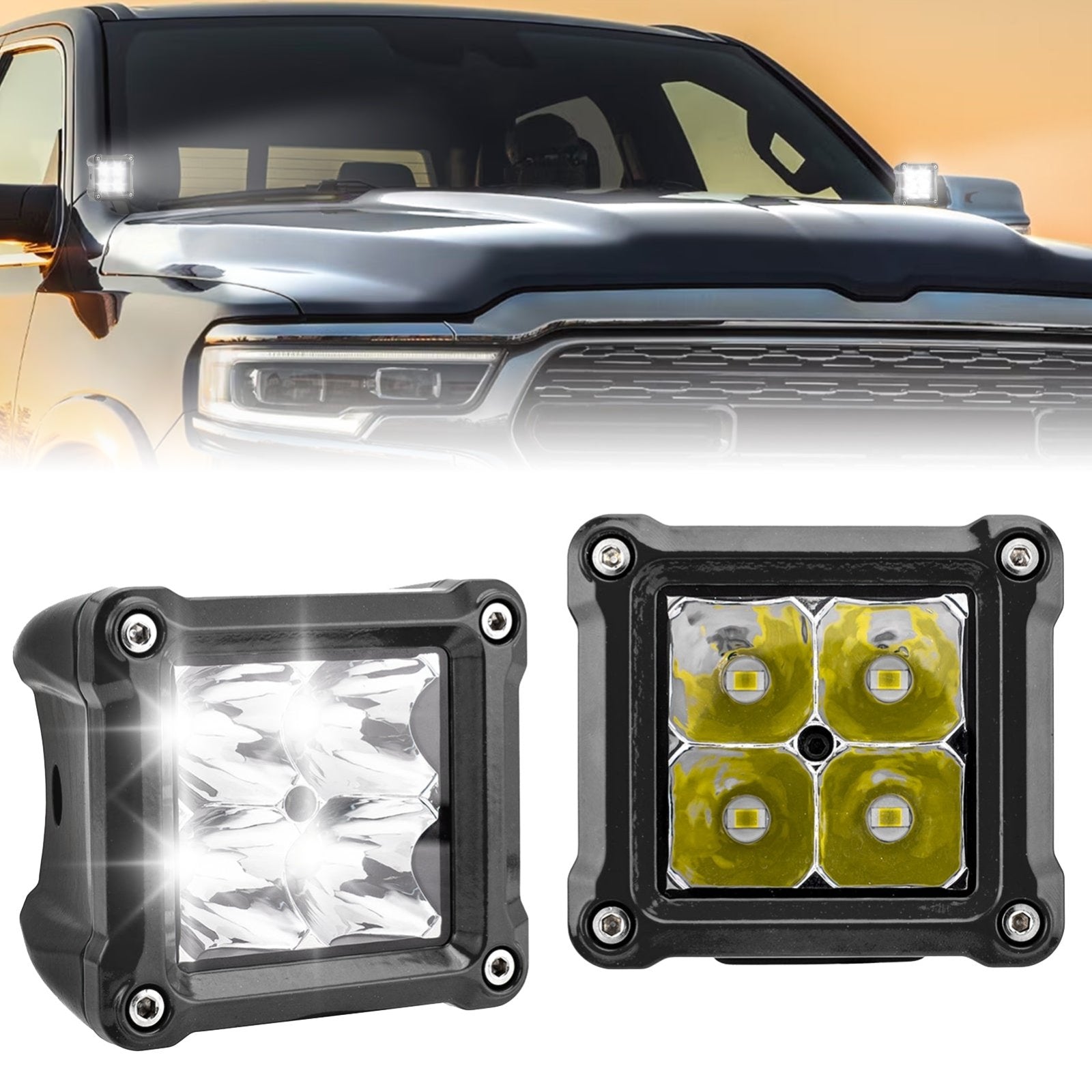 Universal Off - Road Trucks SUVs Jeeps UTV 30° Spot Beam IP67 3" 40W LED Light Pods - Weisen