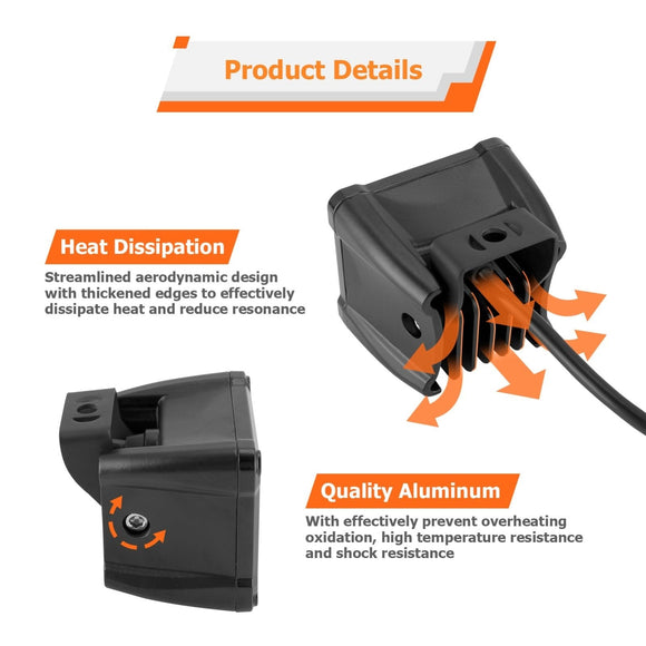Universal Off - Road Trucks SUVs Jeeps UTV 30° Spot Beam IP67 3" 40W LED Light Pods - WeiSen - 70201009
