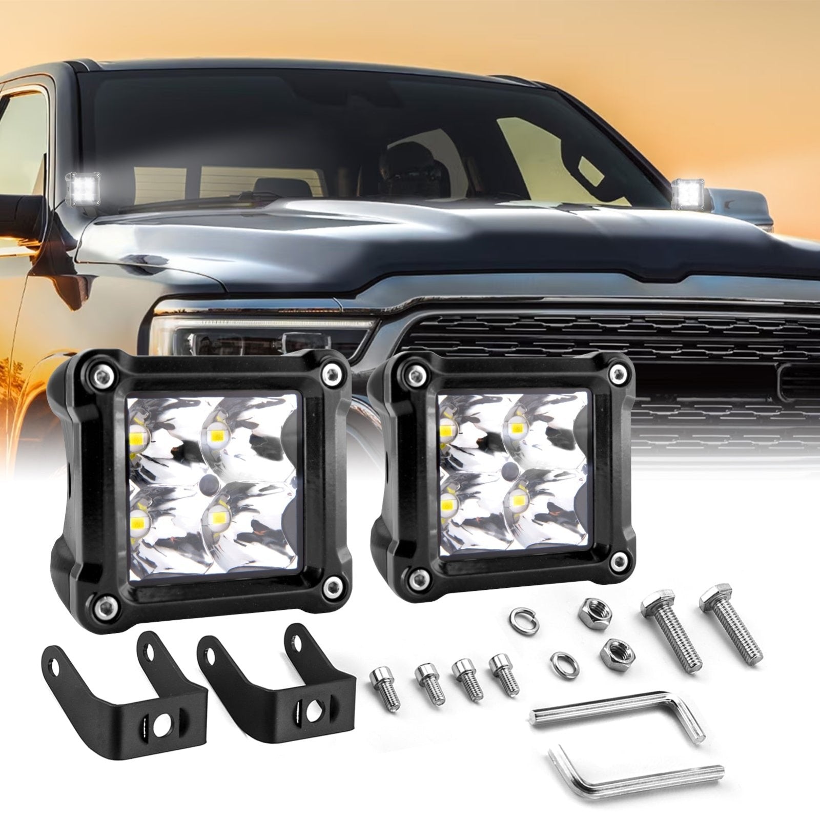 Universal Off-Road Trucks SUVs Jeeps UTV 30° Spot Beam IP67 3" 40W LED Light Pods - Weisen