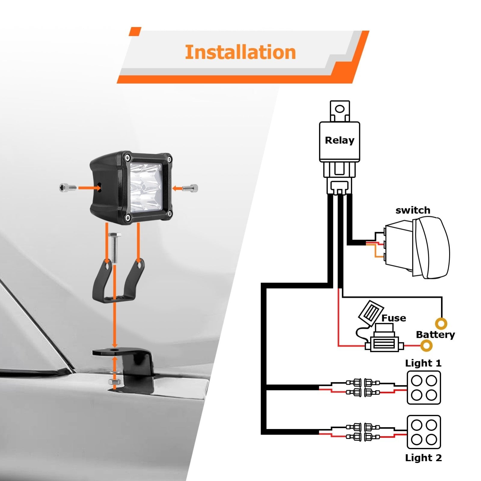 Universal Off-Road Trucks SUVs Jeeps UTV 30° Spot Beam IP67 3" 40W LED Light Pods - Weisen