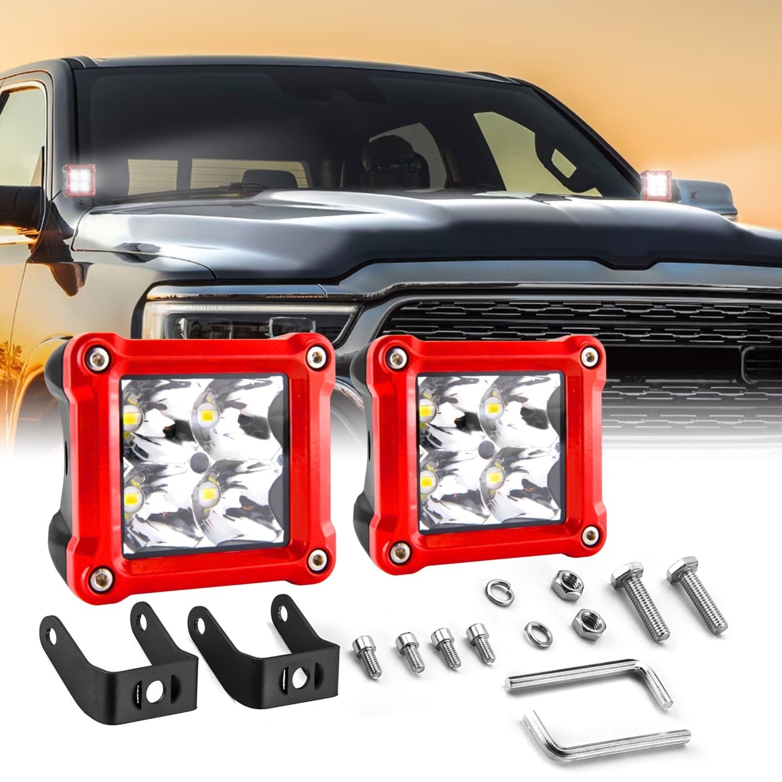 Universal Pickups Trucks Off-road ATV UTV Golf Cart 30° Spot Beam IP67 3" 40W LED Light Pods - Weisen