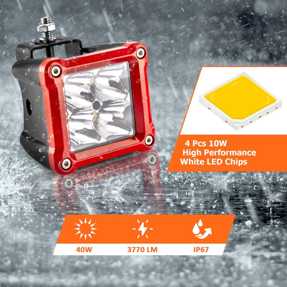 Universal Pickups Trucks Off - road ATV UTV Golf Cart 30° Spot Beam IP67 3" 40W LED Light Pods - Weisen