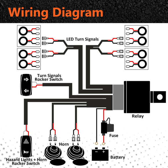 Universal Street - Legal Turn Signal & Horn Wiring Harness Kit for UTVs/SxS RZR/Ranger/Maverick X3/Defender/Pioneer/Talon - WeiSen - 80206036