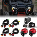 Universal UTV SxS Turn Signal and Horn Kit, 4 Amber & 4 Red LED Lights with 4 - Button Switch - WeiSen - 80206037