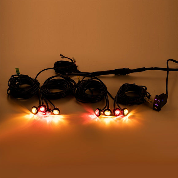 Universal UTV SxS Turn Signal and Horn Kit, 4 Amber & 4 Red LED Lights with 4 - Button Switch - WeiSen - 80206037