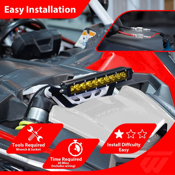 UTV 12" Amber Single - row Straight Hood Light Bar Kit for 2017 - 2025 Can Am Maverick X3 / X3 Max - WeiSen - 8012000702