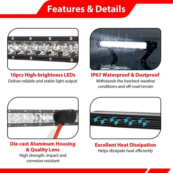 UTV 12" White Single - row Straight Hood Light Bar Kit for 2017 - 2025 Can Am Maverick X3 / X3 Max - WeiSen - 8012000701