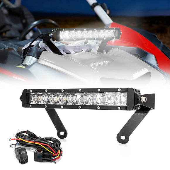UTV 12" White Single - row Straight Hood Light Bar Kit for 2017 - 2025 Can Am Maverick X3 / X3 Max - WeiSen - 8012000701