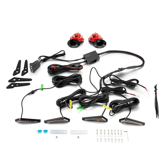 UTV Amber LED Lights Street Legal Turn Signal and Horn Kit Compatible with Polaris General/Ranger/RZR/Xpedition Models - WeiSen - 80202008