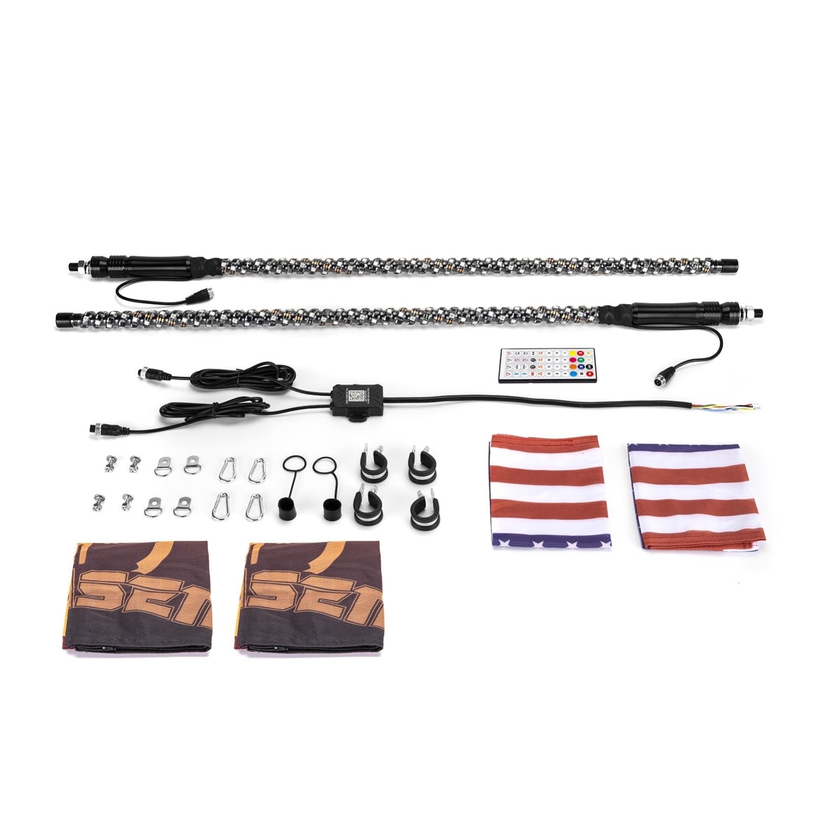 UTV ATV 2Pcs 3FT LED Spiral RGB Whip Lights Chasing Lighted Antenna Whips | RF Remote Controller & APP - WeiSen - 80204011