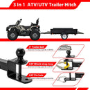 UTV ATV 3 in 1 Ball Mount with 2" Trailer Ball, Universal Fit for 2x2" Receiver Hitch, Winch Strap Loop, and Pin Hole - WeiSen - 80107029