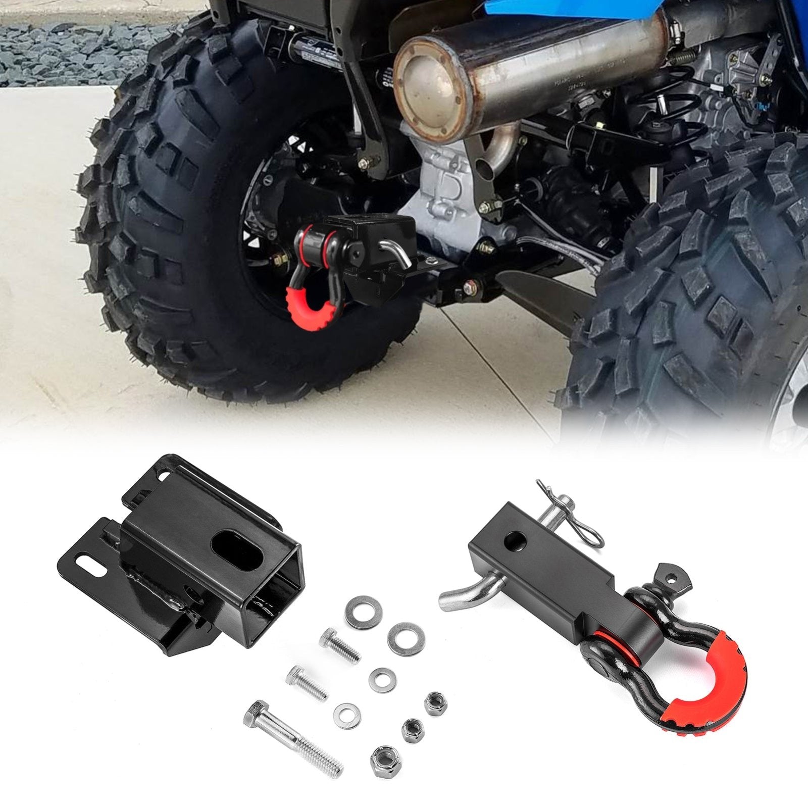 UTV ATV Rear Towing Trailer Hitch & 2" Shackle Hitch Receiver for 2005+ Polaris Sportsman 400 450 500 570 600 700 800 Hawkeye 325 400 - Weisen