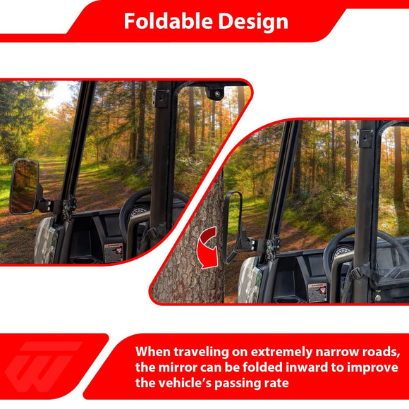 UTV High Definition Side Mirrors for 2017-2022 Polaris Ranger 500 570 with Lock & Ride PRO-FIT Cab Models - WeiSen - 80301052