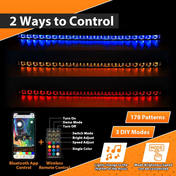 UTV Polaris RZR Maverick X3 SUV Jeep Ford Toyota Off Road 50" RGBW single row Flood LED Light Bar - WeiSen - 70202023