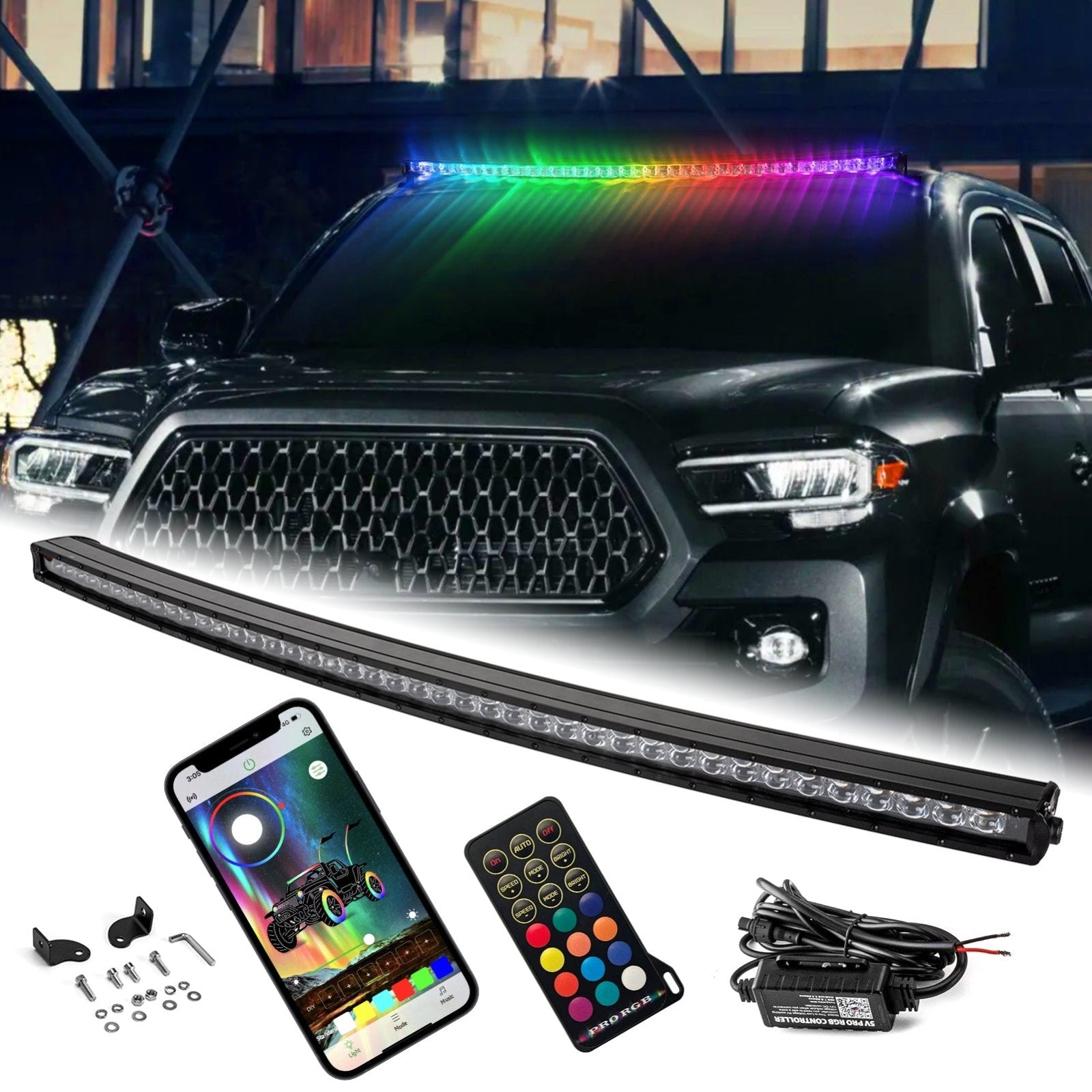 UTV Polaris RZR Maverick X3 SUV Jeep Ford Toyota Off Road 50" RGBW single row Flood LED Light Bar - Weisen