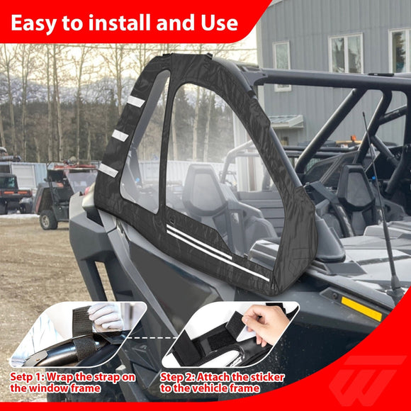 UTV Soft Window Enclosures for 2020 - 2025 Polaris RZR PRO XP & 2022 - 2024 Polaris RZR Turbo R - WeiSen - 80307022