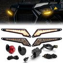 UTV Universal Turn Signal and Horn Kit for Polaris Can - Am Honda Kawasaki Yamaha, 4 Amber LED Lights with Lever Switch - WeiSen - 80202009