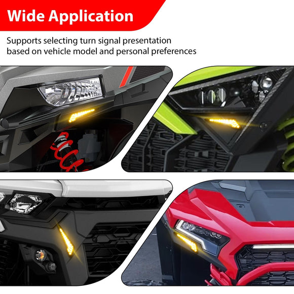 UTV Universal Turn Signal and Horn Kit for Polaris Can - Am Honda Kawasaki Yamaha, 4 Amber LED Lights with Lever Switch - WeiSen - 80202009