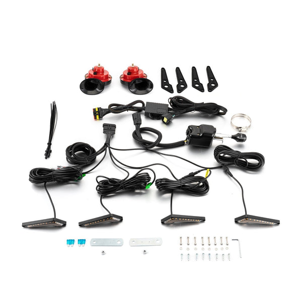 UTV Universal Turn Signal and Horn Kit for Polaris Can - Am Honda Kawasaki Yamaha, 4 Amber LED Lights with Lever Switch - WeiSen - 80202009