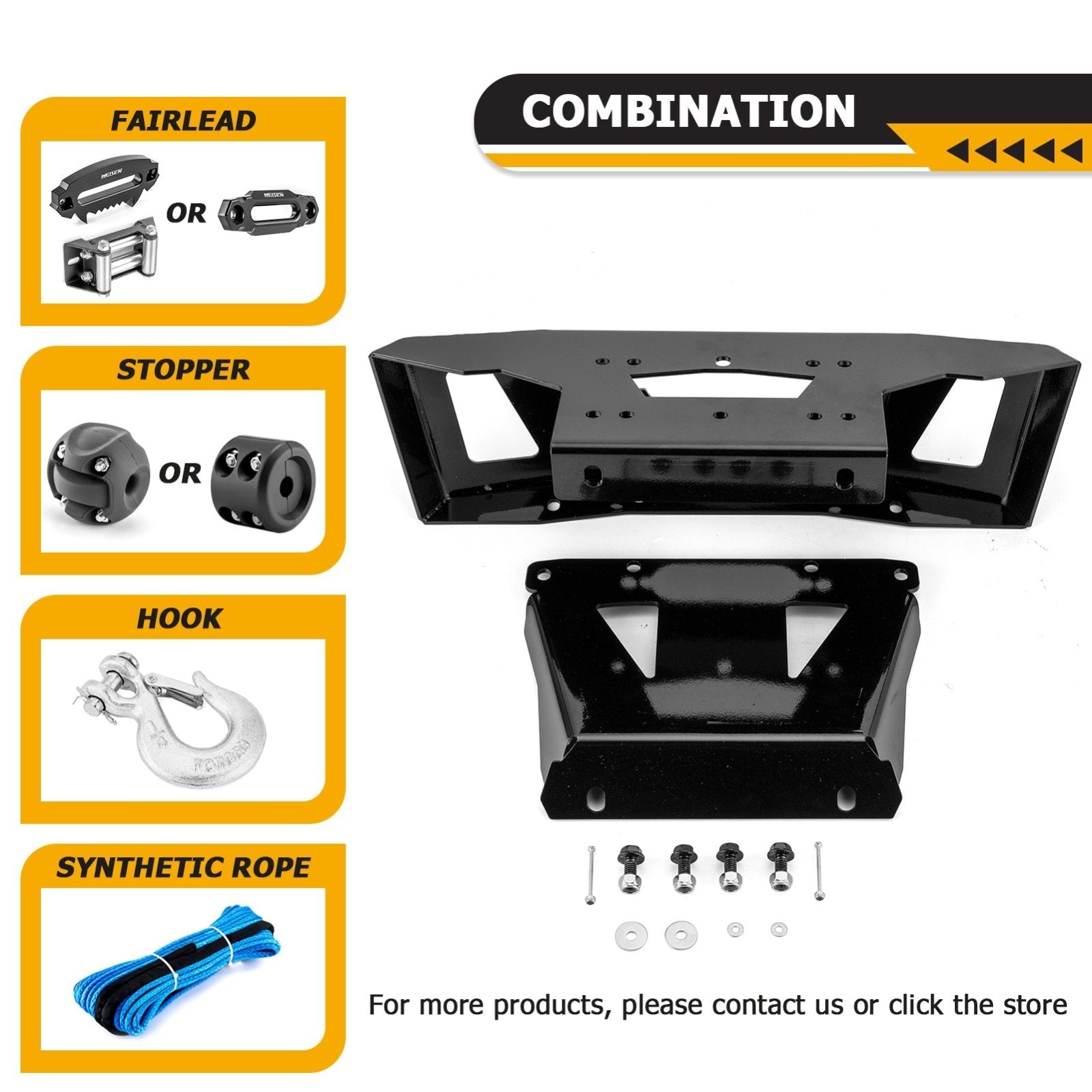 UTV Winch Mounting Bracket for Polaris RZR XP 1000/XP 4 1000 (2024 - Current), Heavy - Duty Steel - Weisen