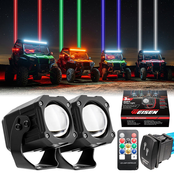 Whipless RGBW LED Whip Light | Wireless Remote Control | 9 Modes | Waterproof | for ATV UTV Truck Jeep SUV - WeiSen - 80204018
