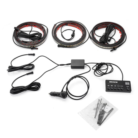 White Amber 49" Tailgate Strobe Lights Strip & 60" Side Step Light Strip For Trucks, SUVs, Emergency vehicles - WeiSen - 70207016