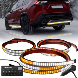 White Amber 49" Tailgate Strobe Lights Strip & 60" Side Step Light Strip For Trucks, SUVs, Emergency vehicles - WeiSen - 70207016