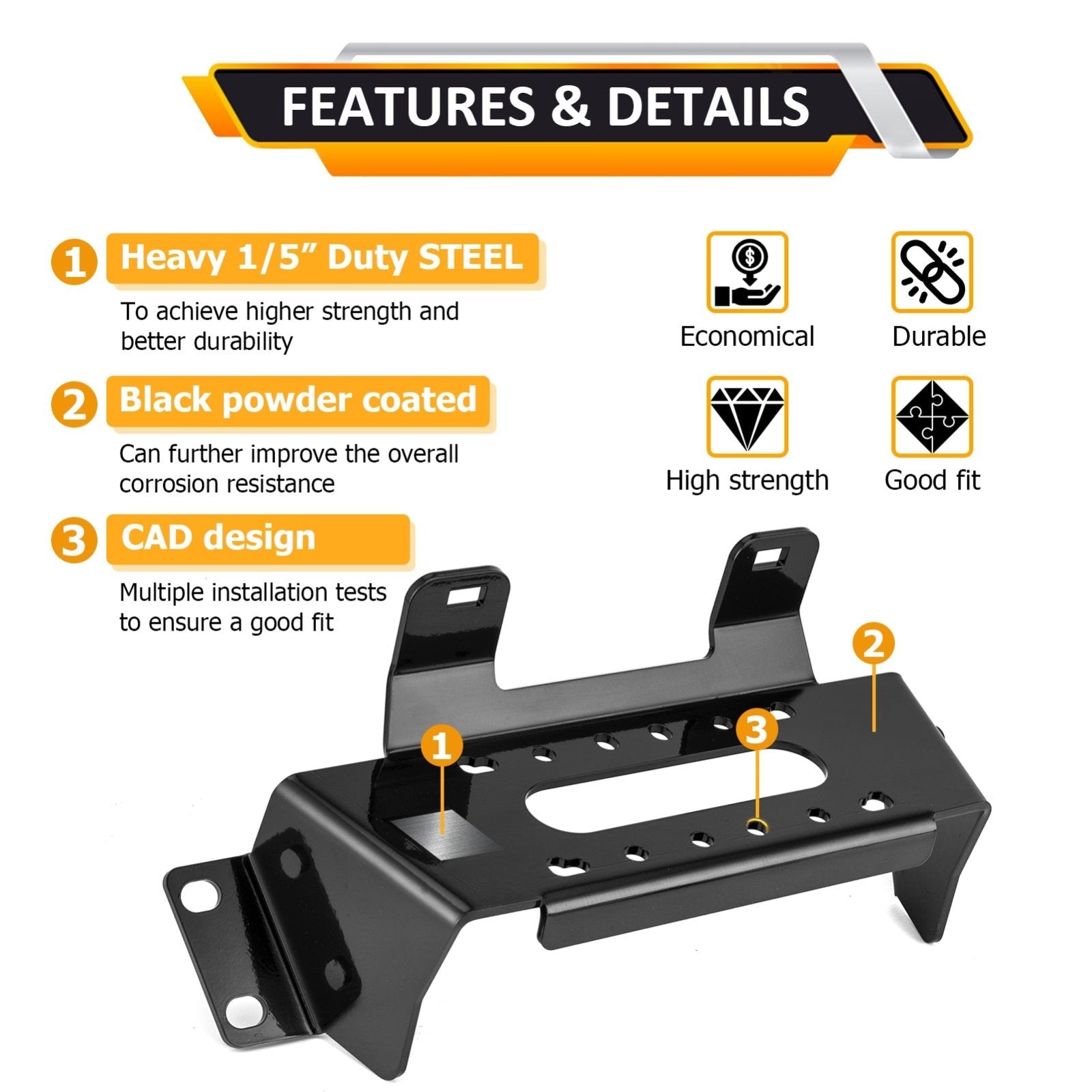 Winch Mounting Plate for Polaris Ranger Full - Size & Mid - Size (2009 - 2022), 500/570/800 Models - Weisen