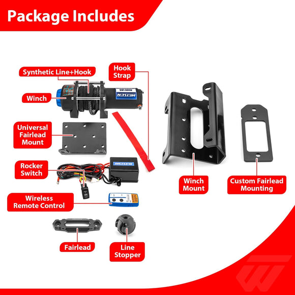 Wireless Remote Control UTV 4500lb 12V Electric Winch Kit for Can Am Defender HD5/HD7/HD8/HD9/HD10/MAX HD7/MAX HD8/MAX HD9/MAX HD10/6x6 (All)/PRO(All) - WeiSen - 80310052