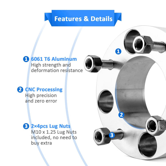 Yamaha Kawasak Suzuki Honda ATV 2x 2" Aluminum Billet Wheel Spacers - WeiSen - 80403033