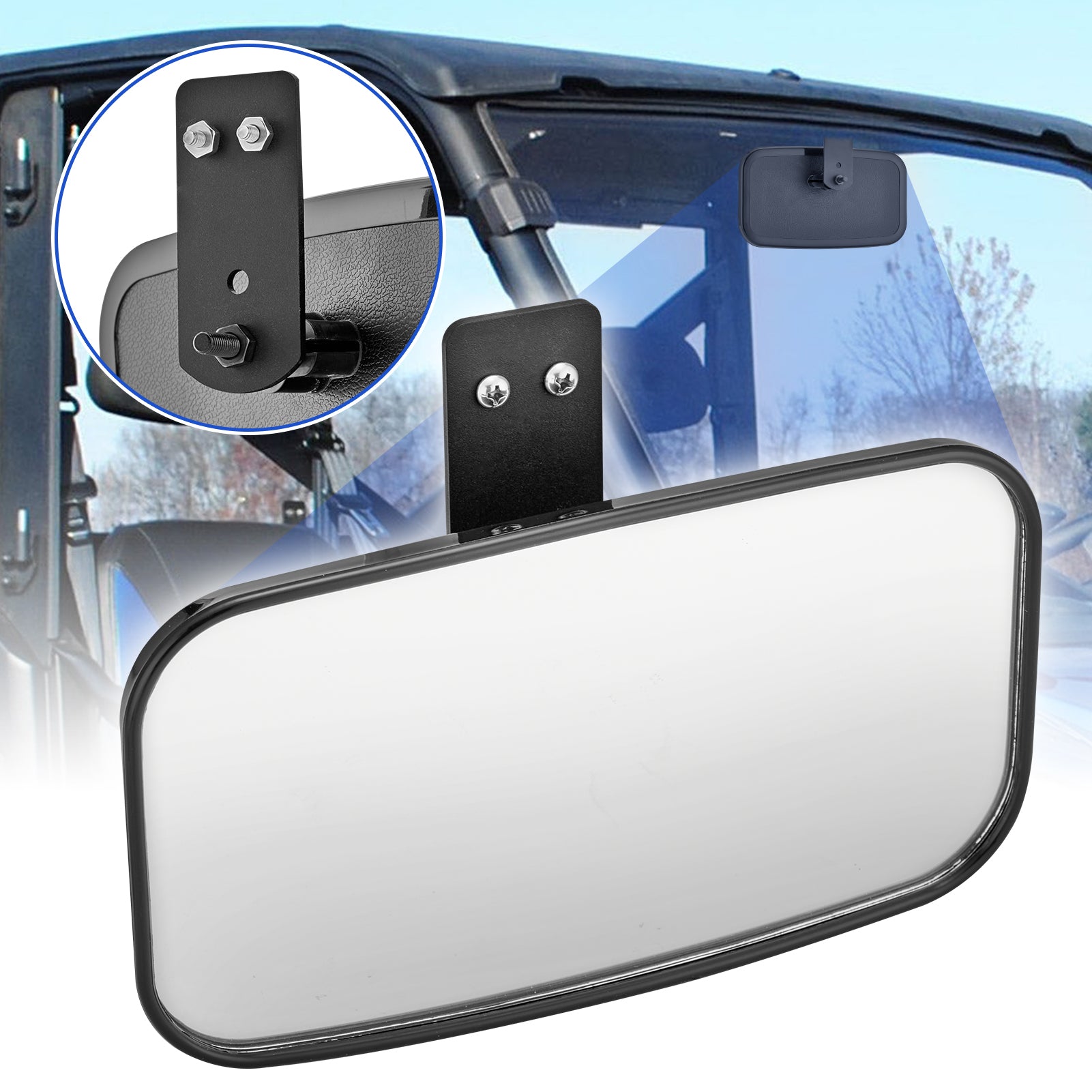 2017-2023 Polaris Ranger 500 900 S XP Pro-fit Cage Large Rearview Center Mirror - Weisen