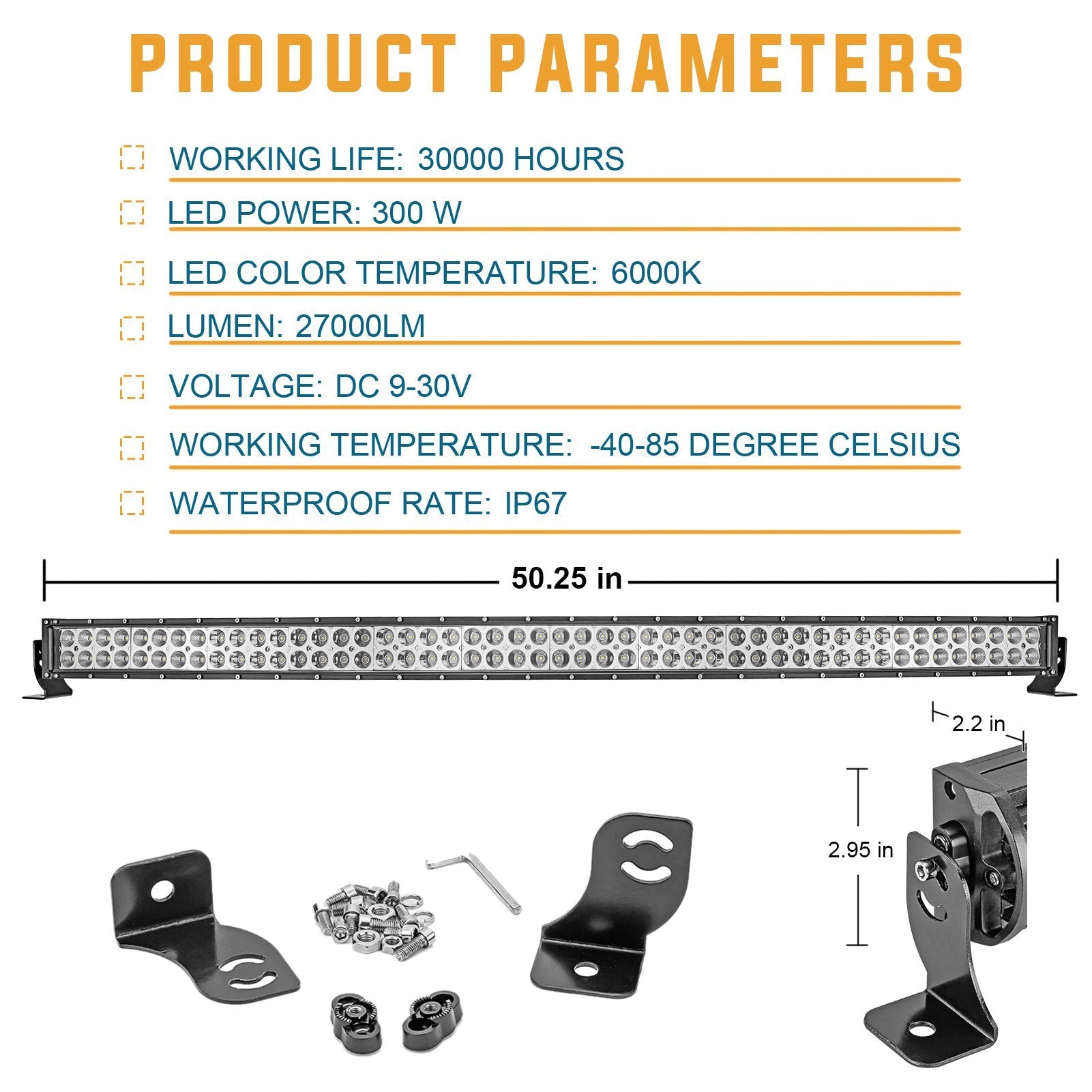 1980 - 1990 Toyota Land Cruiser FJ60 FJ62 52" Cruved Light Bar Over Roof Brackets Wire - WeiSen - ZT108+LED013+WI001 - A