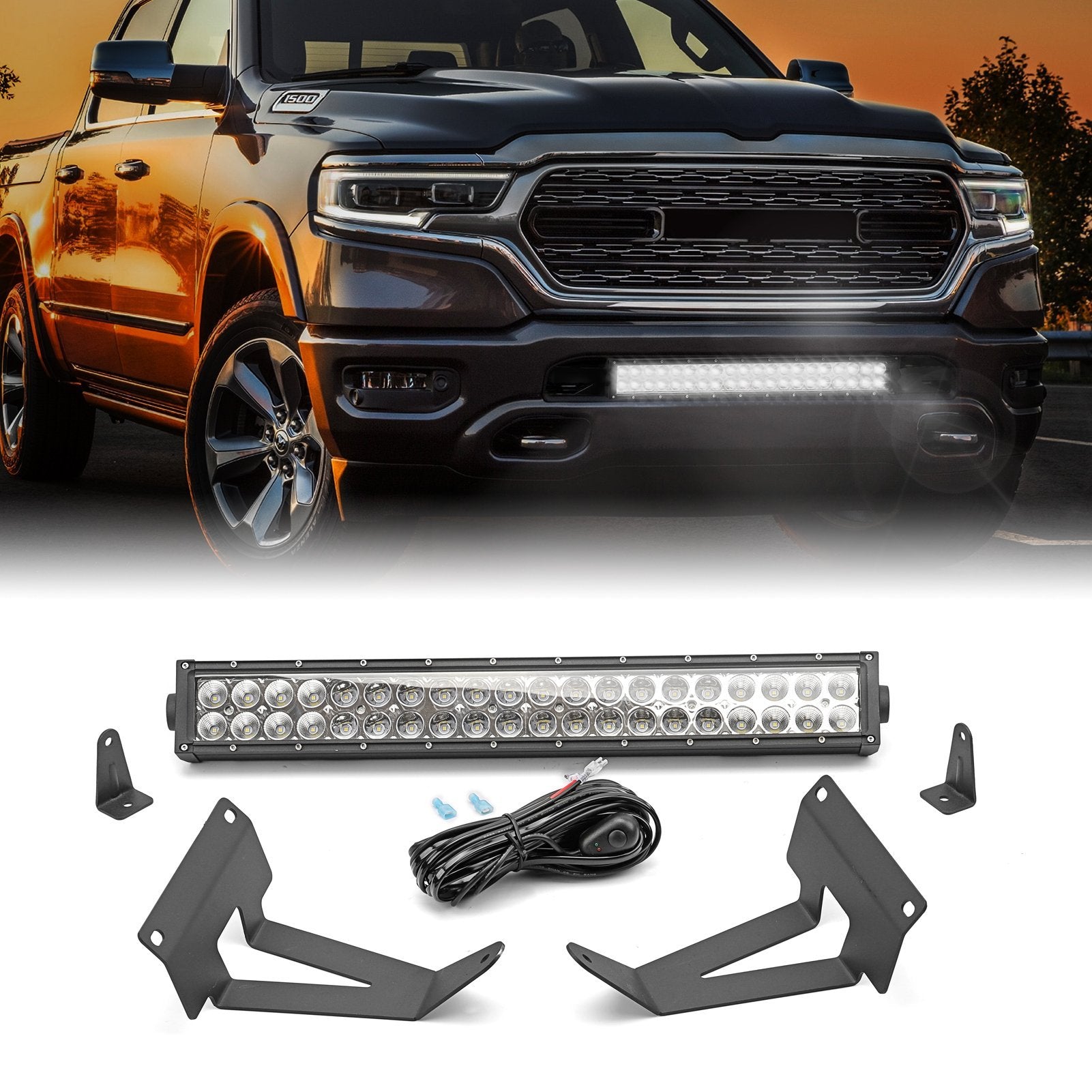 2019-2023 Dodge RAM 1500 Front Hidden Bumper 20" Combo LED Light Bar Bracket Wire Kit - Weisen