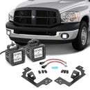 Dodge Ram 1500 2500 3500 Front Bumper Fog Light Mounting Brackets and 2x 3" LED Cube lights - WeiSen - ZT076+LED001+WI011