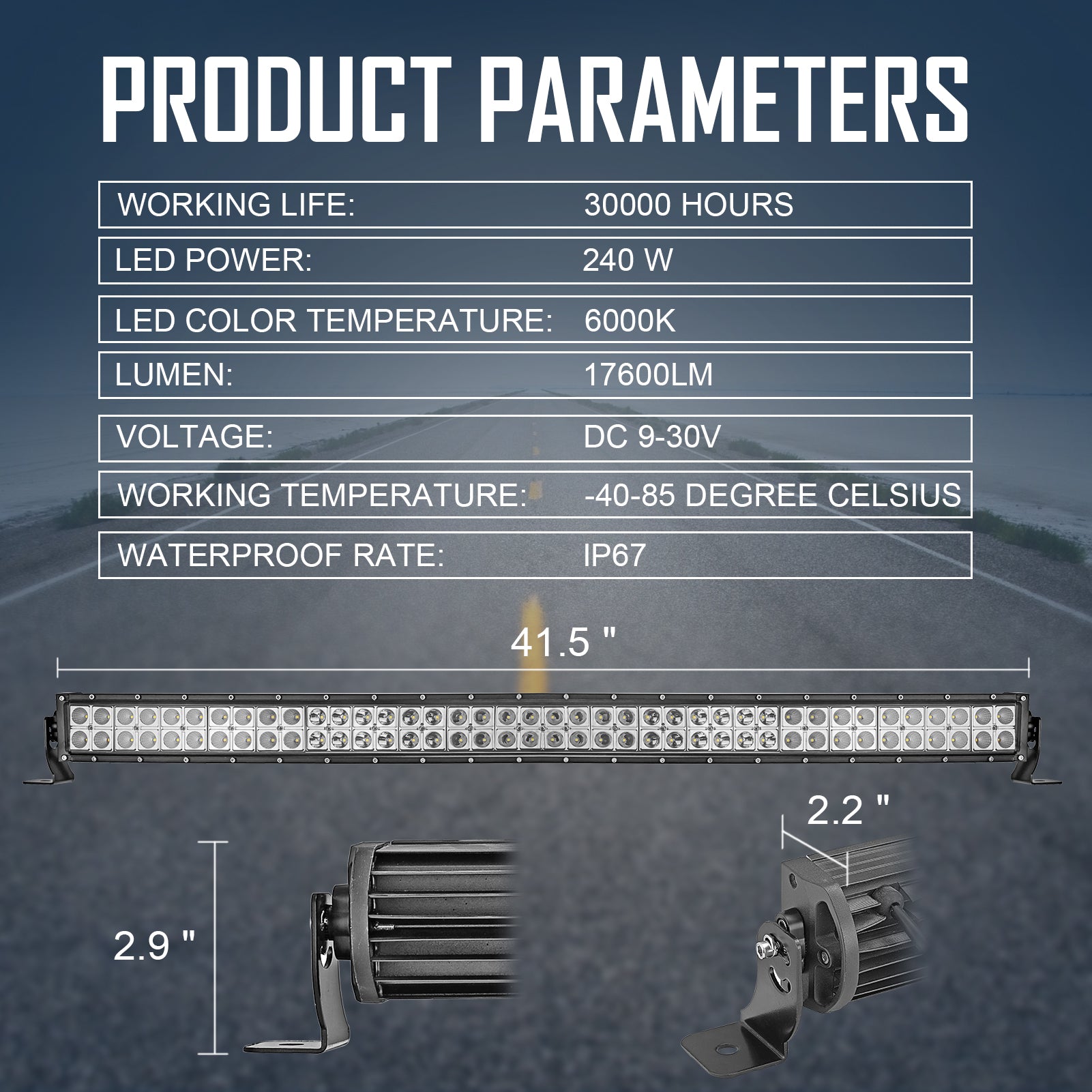 Dodge Ram 2500 3500 LED Curved Light Bar with Wiring Kit and Hidden Bumper Mounting Brackets - Weisen