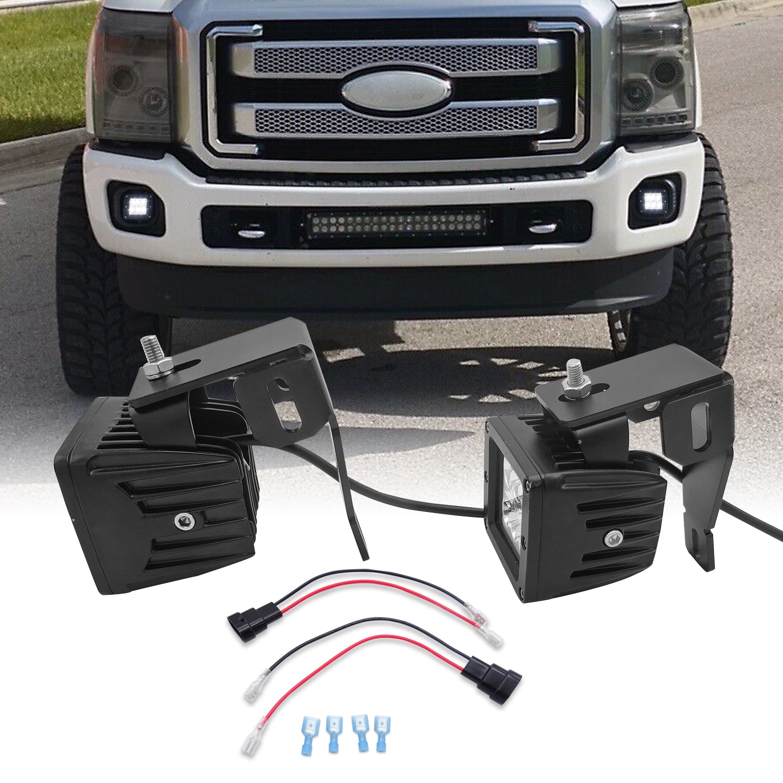 Ford F250 F350 F450 Super Duty and Ford Excursion LED Fog Lights Mounting Brackets Kit - Weisen