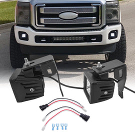 Ford F250 F350 F450 Super Duty and Ford Excursion LED Fog Lights Mounting Brackets Kit - WeiSen - ZT079+LED001+WI011