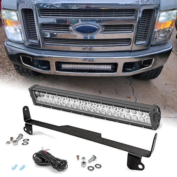 2011 - 2016 Ford F250/F350/F450 Super Duty Hidden Bumper 22" LED Light Bar Mount Bracker Wiring Kit - WeiSen - ZT086+LED004+WI001 - A
