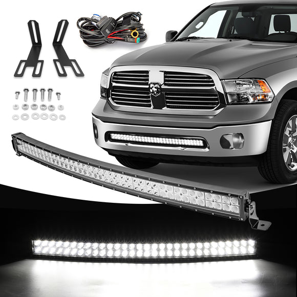 2010 - 2018 Dodge Ram 2500 3500 Hidden Bumper 42" LED Light Bar Brackets Wire - WeiSen - ZT014+LED009 - A