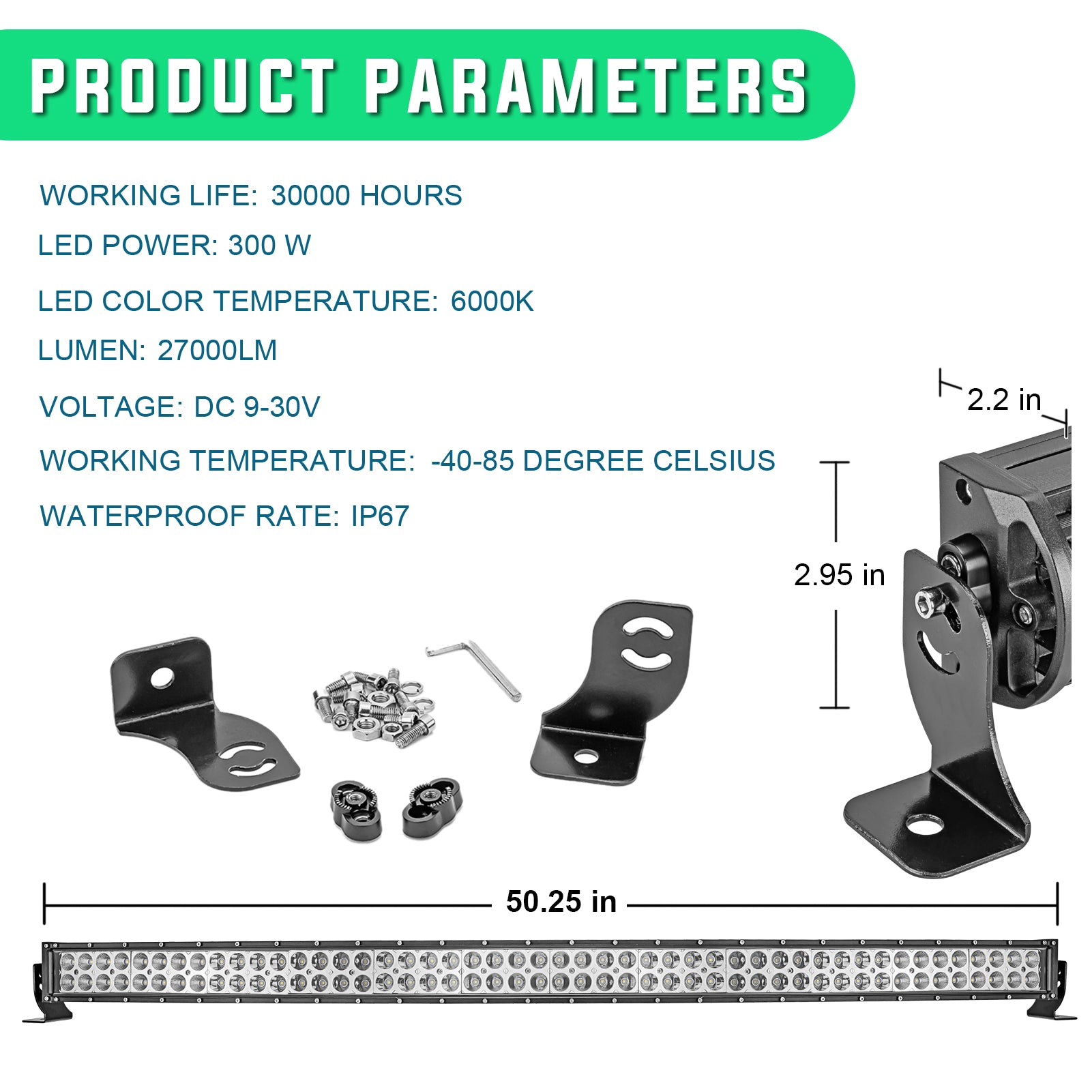 2016-2023 Can Am Defender 500 800 1000 Max Roof 52" Curved LED Light Bar Mount Kit - Weisen